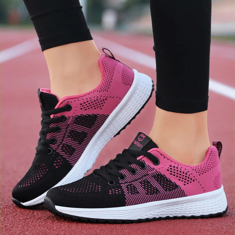 Women Casual Shoes, Flat Shoes Sneakers, Women Tenis Pink Black White