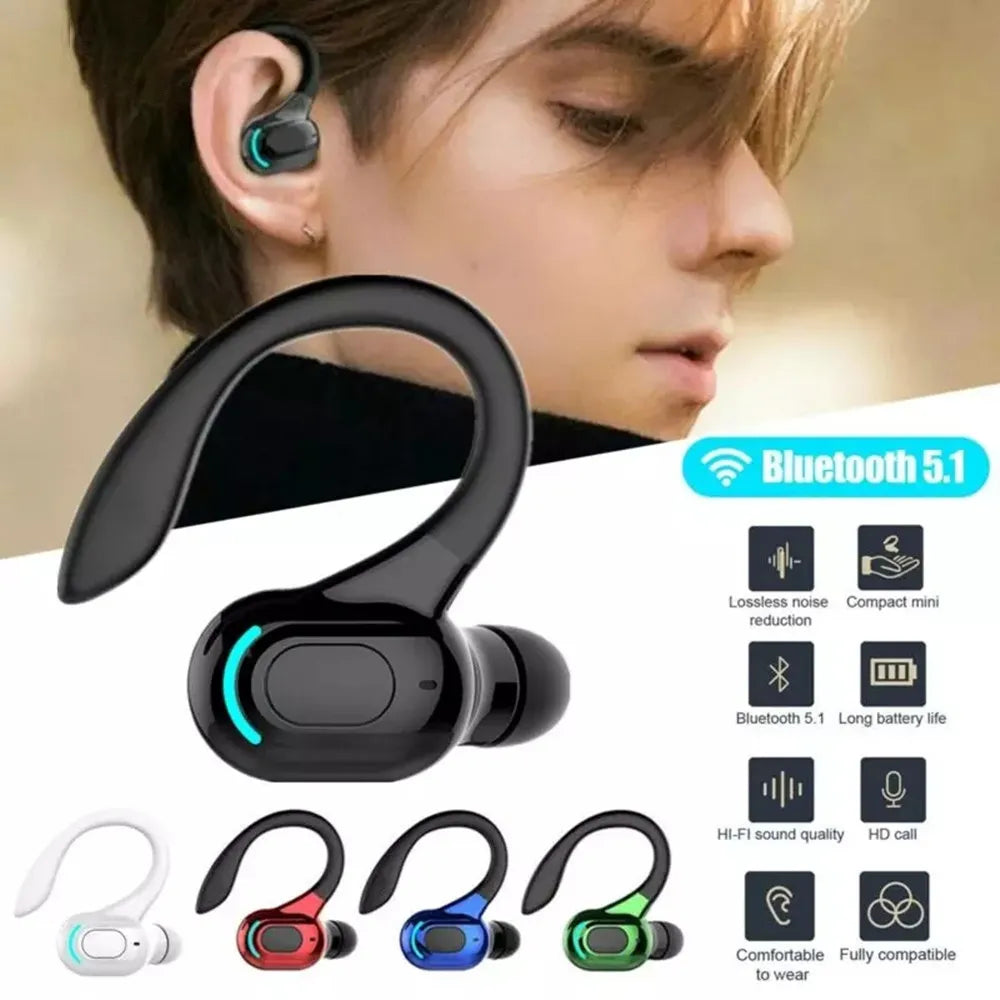 Bluetooth 5.2 Earphone Waterproof Wireless Headphones with Mic Mini Ear Hooks HiFi Stereo Music Earbuds for Phone