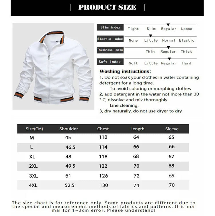 Men's Casual Zipper Jacket Outdoor Sports , Jacket for Men Waterproof Bomber