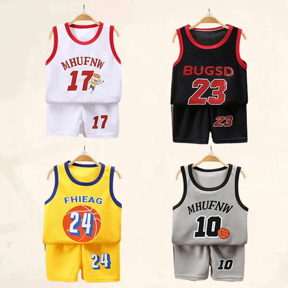 Children Sets Summer Basketball T-shirts Shorts for Kids