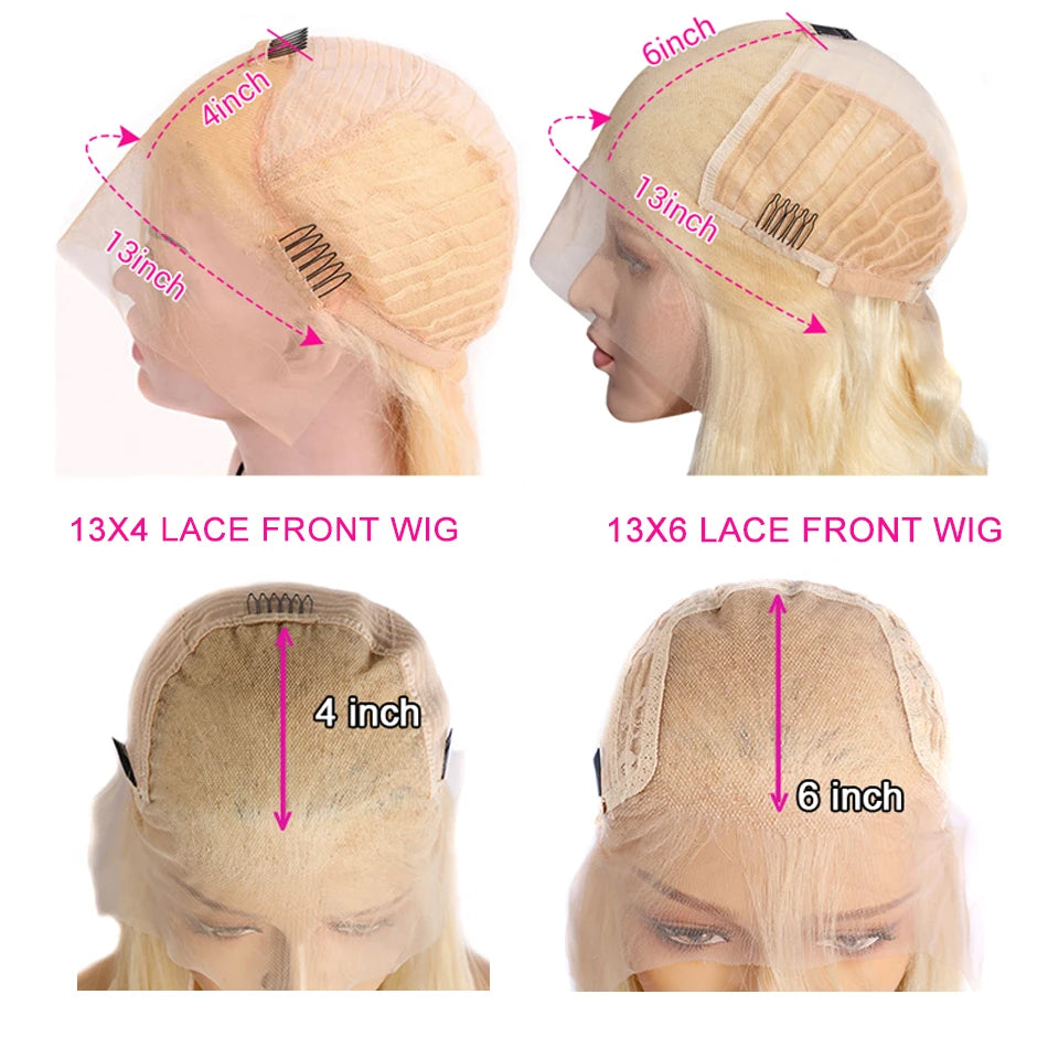 13x6 HD Transparent 613 Blonde Lace Frontal Human Hair Wigs, Wig Brazilian Straight 13x4 Lace Front Human Hair Wigs